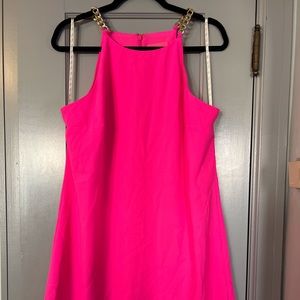 Lilly Pulitzer Hot Pink Halter Dress with Chain Straps.NWT